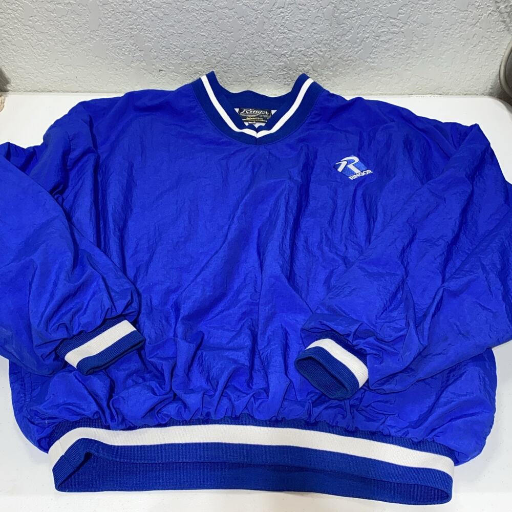 VTG‎ RINGOR Pullover Windbreaker Mens XXL 2XL Jacket Blue Athletic Ridgely 1997